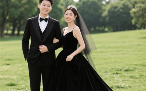 俊男美女黑色系婚纱照图片