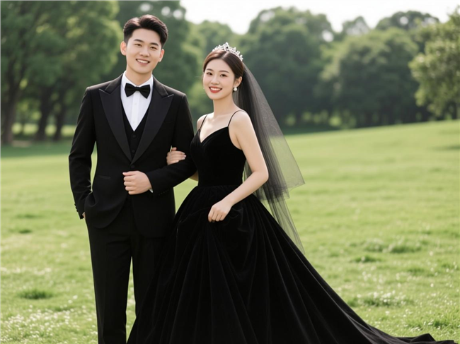 俊男美女黑色系婚纱照图片
