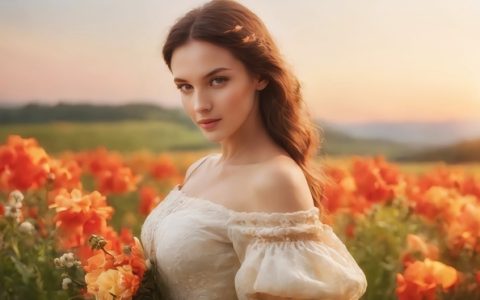 唯美浪漫花海美女人体写真艺术照图片