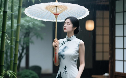 丹青水墨改良旗袍美女古典写真图片